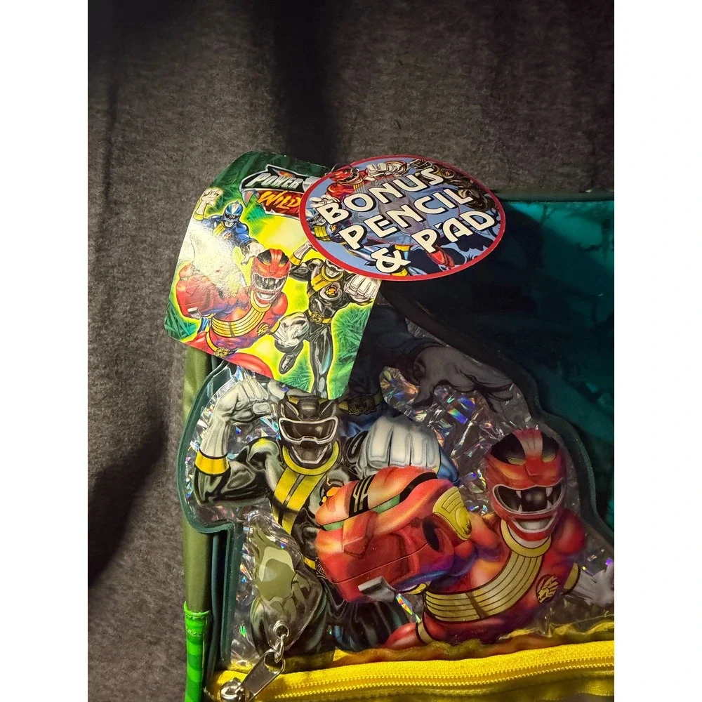 Vintage 2002 Power Rangers Wild Force Backpack Teal Green Holographic New W/Tags